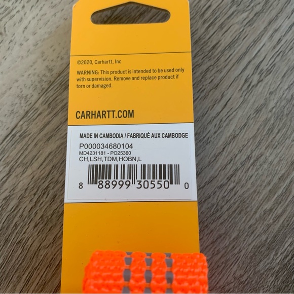 Carhartt Bright Orange Dog Leash Large 6 ft Reflective Durable Claw Clasp - Picture 8 of 8